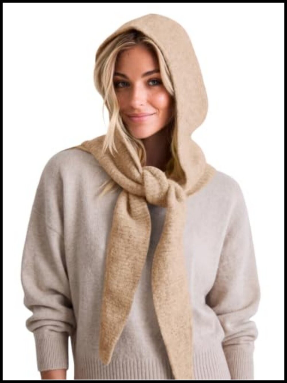 Soft Knit Balaclava Hooded Scarf 2-in-1 Winter Beanie